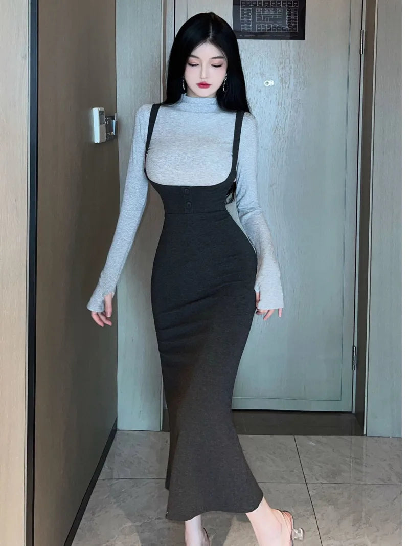 Wjczt 2024 Spring Autumn Women's Mature Sexy Spicy Girl Long Sleeve Knitted Top Slim Wrap Hip Half Dress Fashion Two Piece Set 0GKC Wjczt 2024 Spring Autumn Women's Mature Sexy Spicy Girl Long Sleeve Knitted Top Slim Wrap Hip Half Dress Fashion Two Piece Set 0GKC