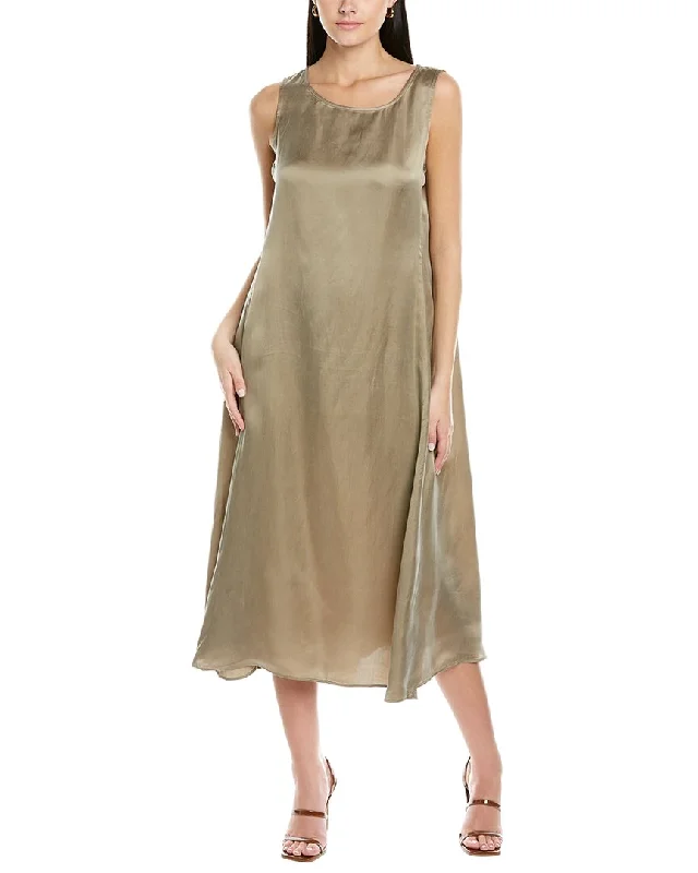 EILEEN FISHER Ballet Neck Midi Dress Trendy Flared Sleeve Midi Dress