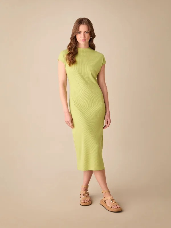 Petite Green Rib Knit Midi Dress Cozy Knit Midi Dress