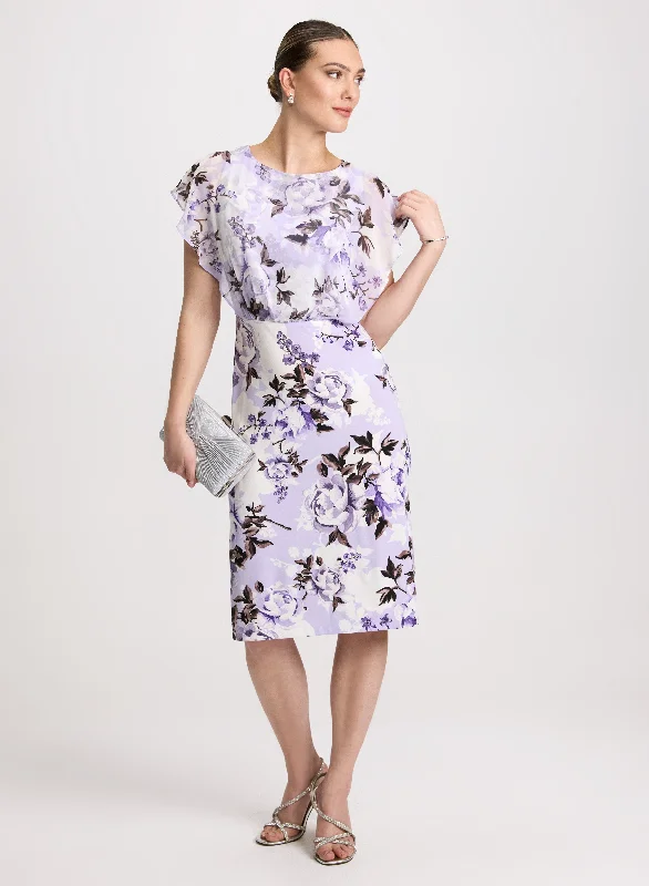 Ruffled Floral Midi Dress Stylish Animal Print Midi Dress