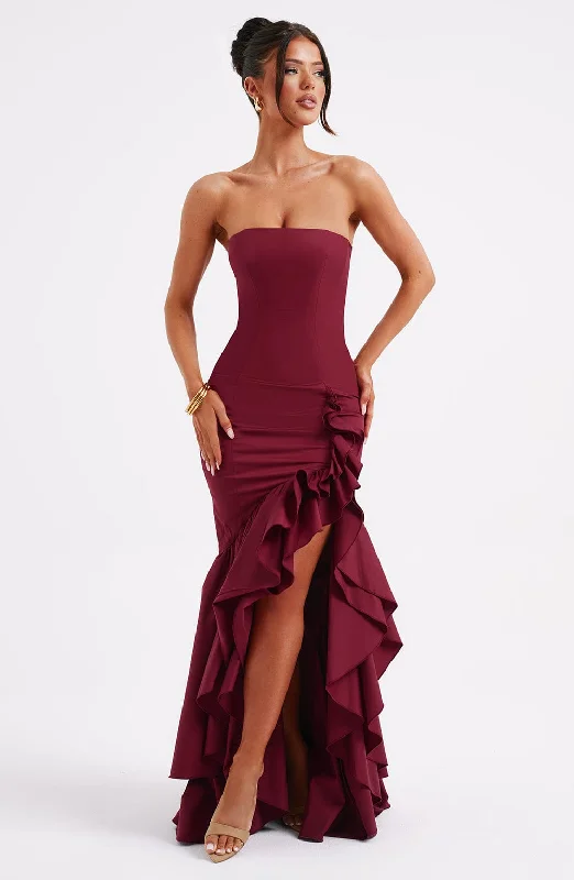 Angelina Maxi Dress - Burgundy Cozy Ribbed Maxi Dress