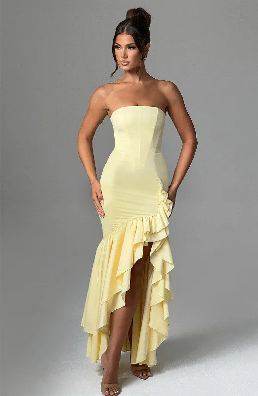 Angelina Maxi Dress - Lemon Stylish V-Neck Maxi Dress