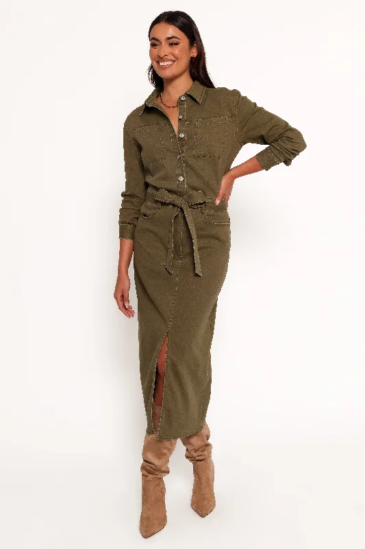 Cortney Long Sleeve Maxi Dress - Olive Stylish V-Neck Maxi Dress