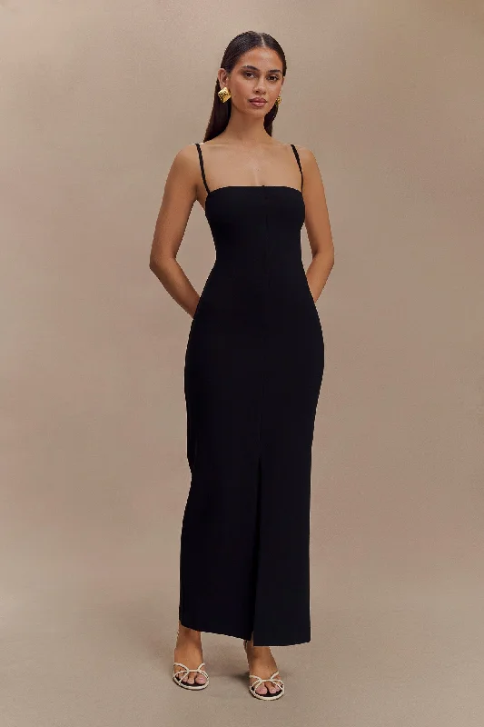 Delia Crepe Maxi Dress - Black Trendy Maxi Dress with Lace