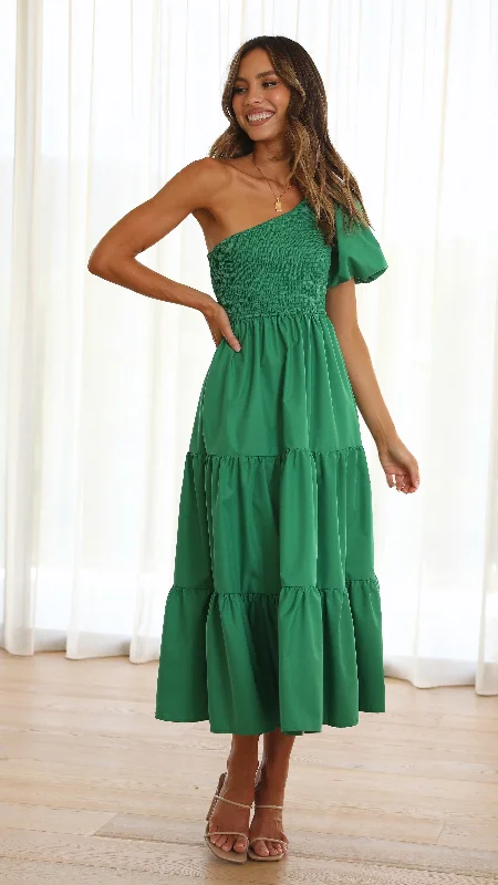 Frankie Maxi Dress - Emerald Cozy Cold-Shoulder Maxi Dress