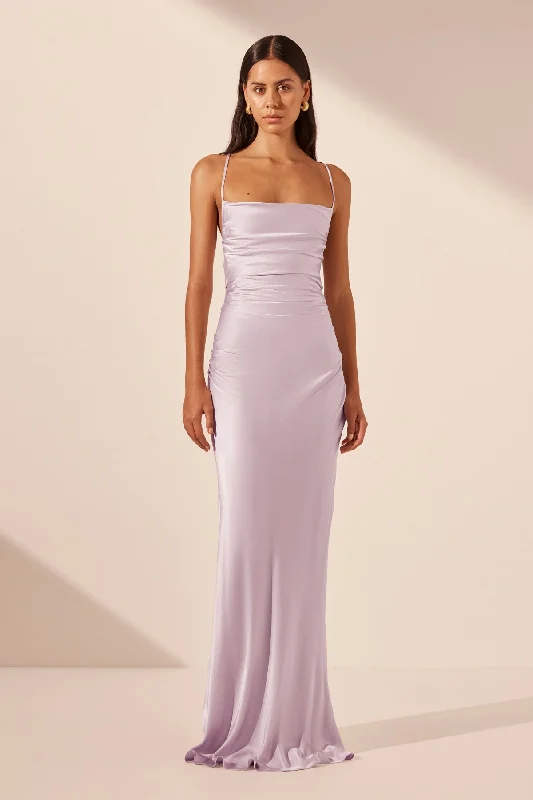 LA LUNE LACE BACK MAXI DRESS - LILAC Trendy A-Line Maxi Dress