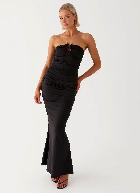 Rudy Maxi Dress - Black Stylish One-Shoulder Maxi Dress