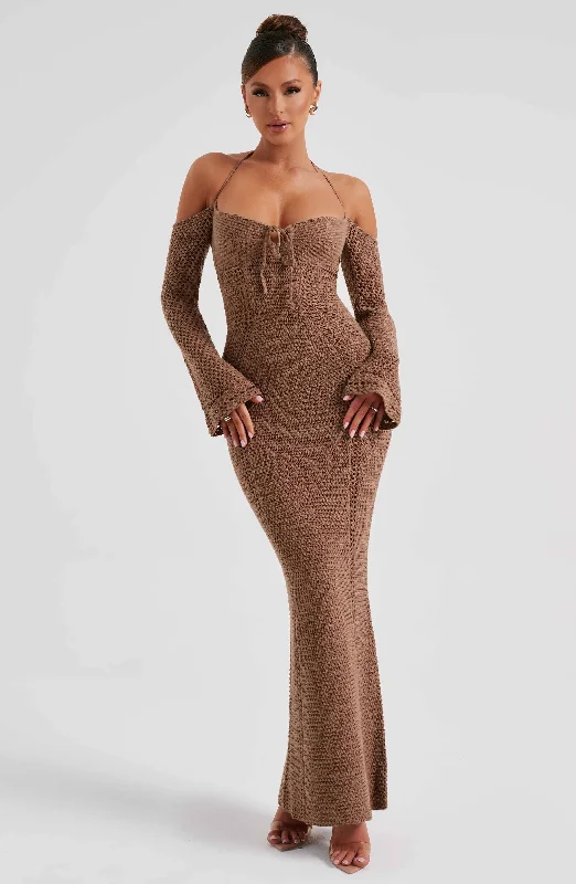 Samariah Maxi Dress - Chocolate Stylish Longline Maxi Dress