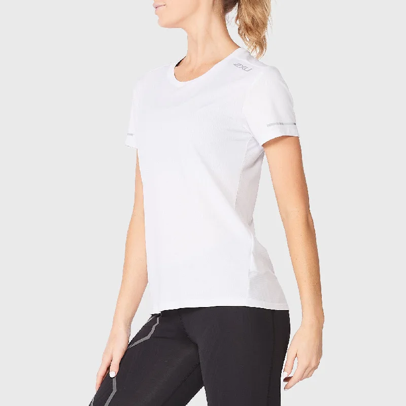 2XU - Women's Aero Tee -  White/Silver Reflective Fleece Fabric Down Fabric Feather Fabric