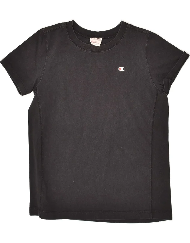 CHAMPION Womens T-Shirt Top UK 10 Small Black Cotton Cashmere Blend Cotton Blend Poly Blend