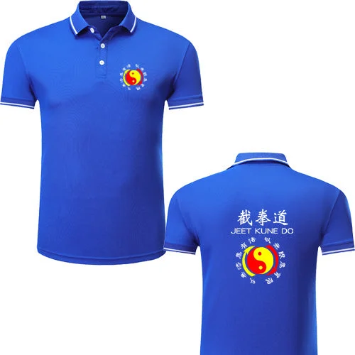 Martial Art Kung Fu JKD Jeet Kune Do Polo T-Shirt Uniform Cotton Size S-XXXXL Blue Sequined Glittery Shiny