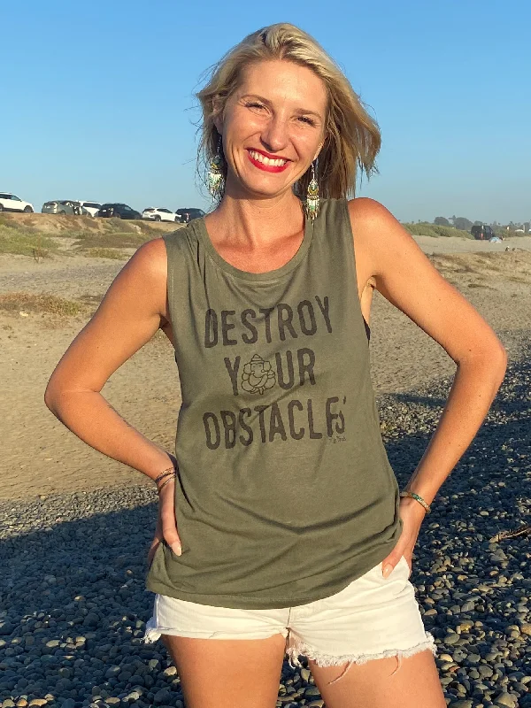 Destroy Your Obstacles Boyfriend Tee Mesh Canvas Denim