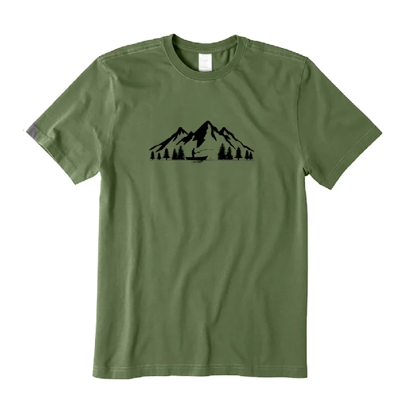 Fishing Landscape Mountain T-Shirt Houndstooth Herringbone Solid