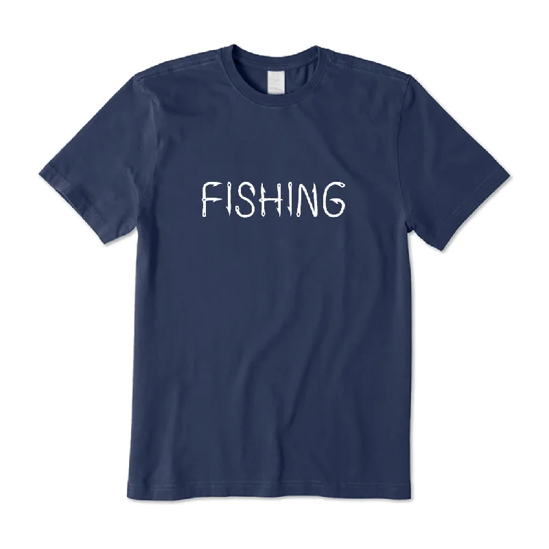 FISHING T-Shirt Notch Collar Peter Pan Collar Cowl Neck