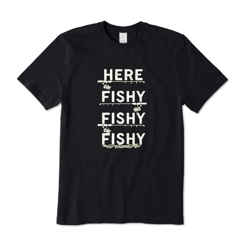 Here Fishy Fishy Fishy T-Shirt Graphic T-Shirt Round Neck Polyester