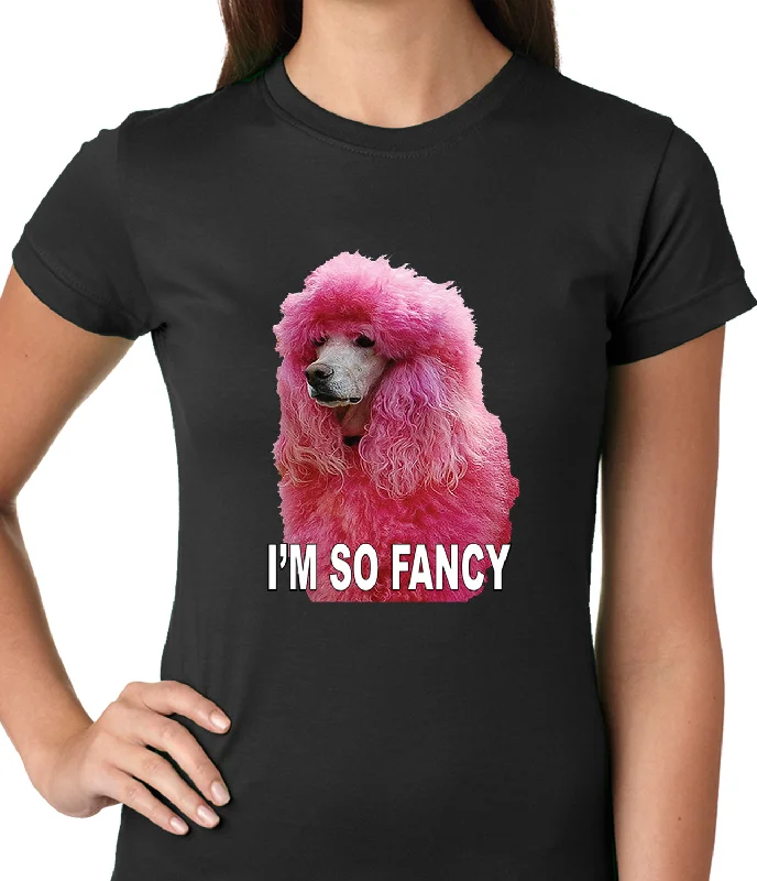 I'm So Fancy - Pink Poodle Ladies T-shirt Thin T-Shirt Open Front Quick Dry