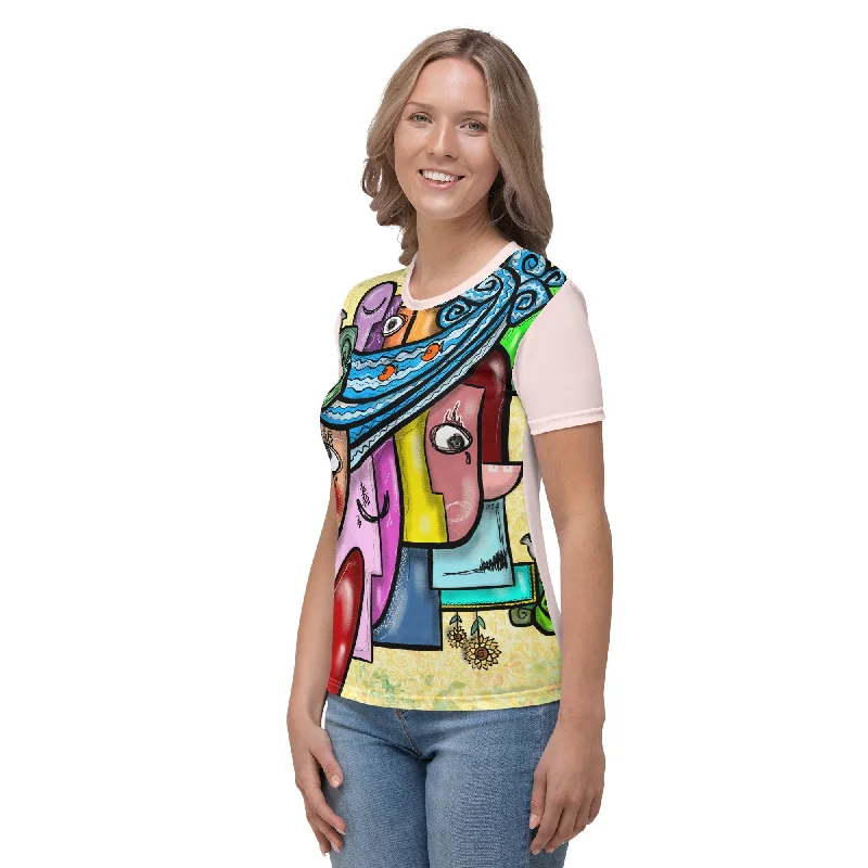 IMAGINATION GARDEN Premium Women's T-Shirt Hooded Caped Shawl Collar