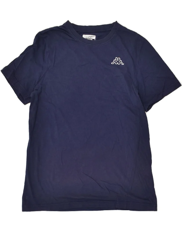 KAPPA Womens T-Shirt Top UK 14 Medium Navy Blue Cotton Front Pockets Side Pockets Patch Pockets