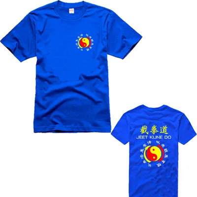 Martial Art Kung Fu JKD Jeet Kune Do T-Shirt Uniform Cotton Size S-XXXXL Blue Fitted T-Shirt Seamless Stretchy