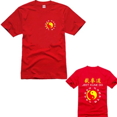 Martial Art Kung Fu JKD Jeet Kune Do T-Shirt Uniform Cotton Size S-XXXXL Red Graphic T-Shirt Round Neck Polyester