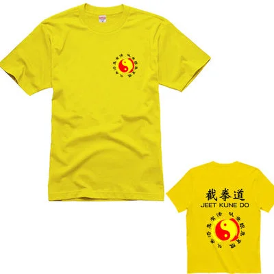 Martial Art Kung Fu JKD Jeet Kune Do T-Shirt Uniform Cotton Size S-XXXXL Yellow Basic T-Shirt Crew Neck Short Sleeve