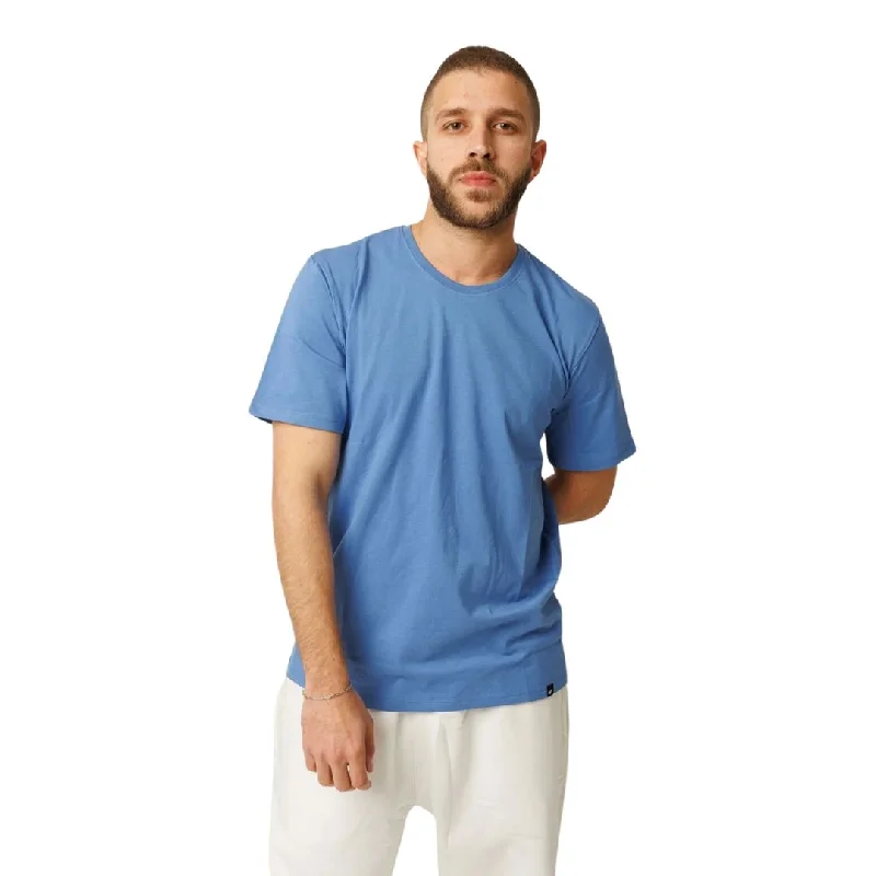 Cloud Cotton Comfort Tee In Light Blue Houndstooth Herringbone Solid