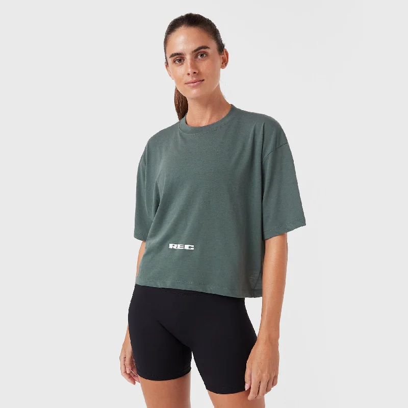 REC GEN - Oxy Float Crop Tee Dk Jade Spandex Blend Rayon Blend Denim Blend