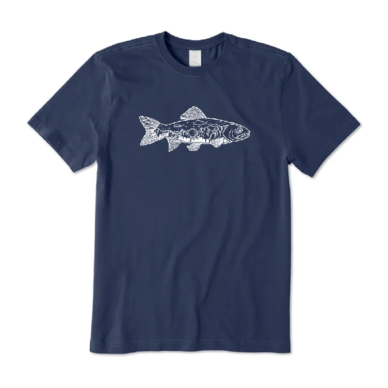 Salmon Fish Landscape T-Shirt Anti-Shrink Durable Soft