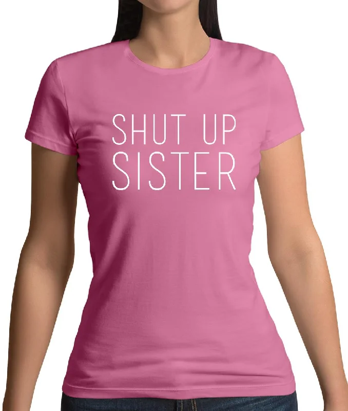 Shut Up Sister Womens T-Shirt Ribbed Striped Patterned