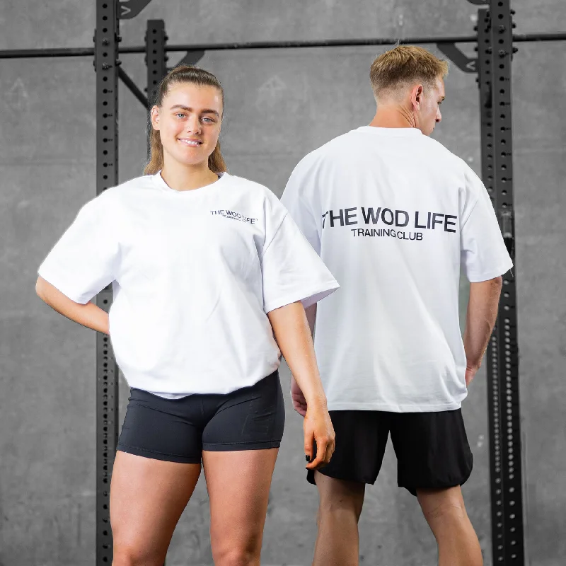 TWL - LIFESTYLE OVERSIZED T-SHIRT - TRAINING CLUB - WHITE/BLACK Faux Fur Fabric Real Fur Fabric Shearling Fabric