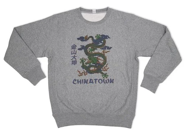 Vintage Old School Oriental Style Chinatown CT016 Sweater T-Shirt S-2XL Light Grey Sequined Glittery Shiny