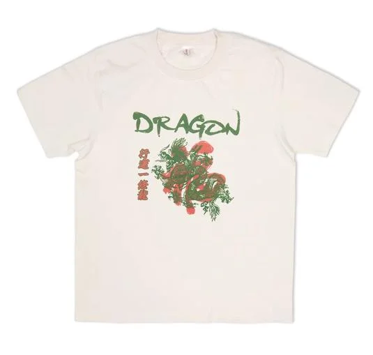 Vintage Old School Oriental Style Dragon CT013 T-Shirt S-XL White Ribbed T-Shirt High Neck Heavyweight