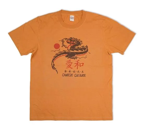 Vintage Old School Oriental Style Love & Peace CT009 T-Shirt S-XL Orange Graphic Embroidered Appliqued