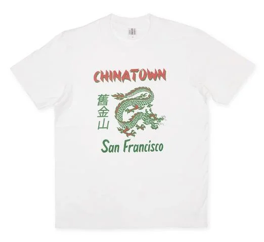 Vintage Old School Oriental Style San Francisco Chinatown CT008 T-Shirt S-XL White Chenille Blend Fleece Blend Nylon Blend