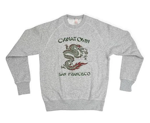 Vintage Old School Oriental Style San Francisco Chinatown CT015 Sweater T-Shirt S-2XL Light Grey Print Jacquard Patchwork