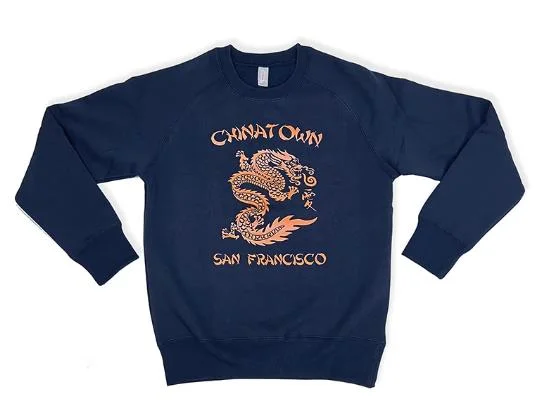 Vintage Old School Oriental Style San Francisco Chinatown CT015 Sweater T-Shirt S-2XL Navy Blue Cashmere Blend Cotton Blend Poly Blend