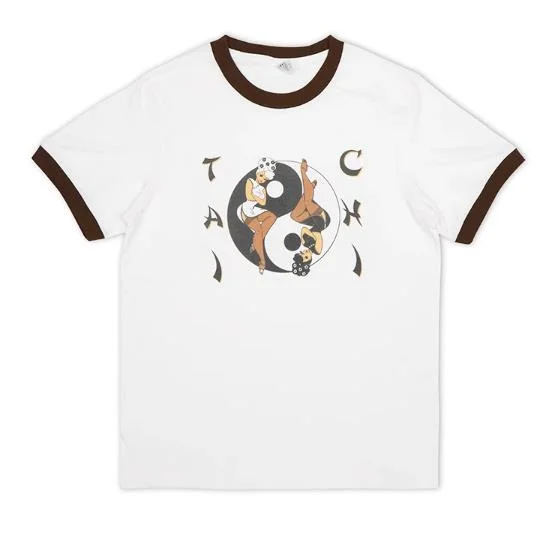 Vintage Old School Oriental Style Tai Chi CT006 T-Shirt S-XL White Print Jacquard Patchwork