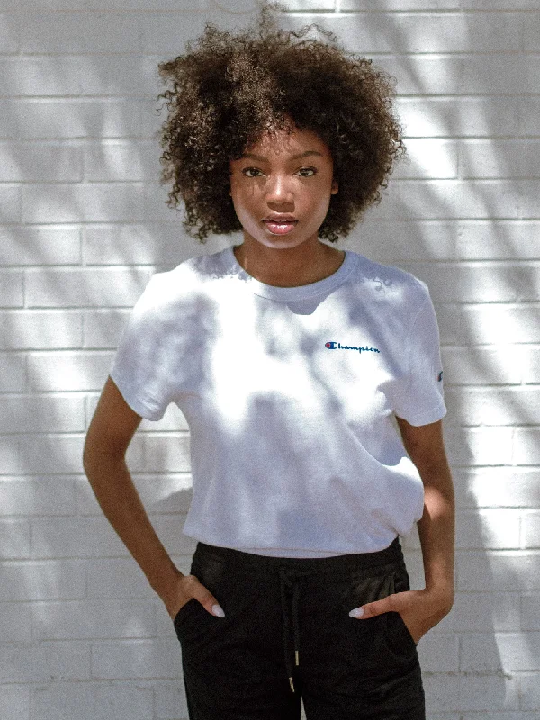 CHAMPION BOYFRIEND SHORT SLEEVE LEFT CHEST EMBROIDERED TEE  - CLEARANCE Casual Formal Business