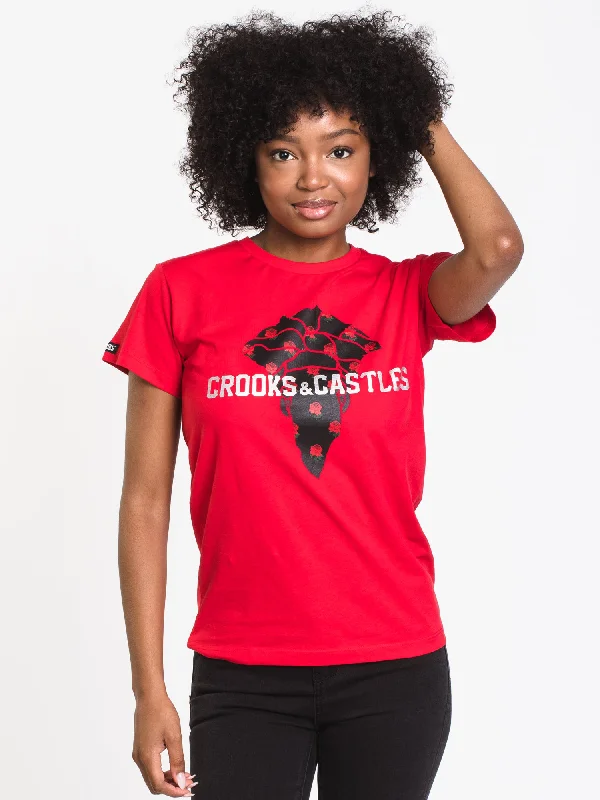 CROOKS & CASTLES FLORAL MEDUSA SHORT SLEEVE TEE - CLEARANCE Chenille Blend Fleece Blend Nylon Blend