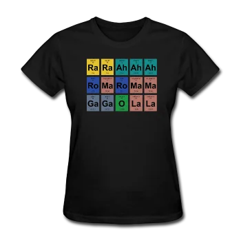 "Lady Gaga Periodic Table" - Women's T-Shirt Print Jacquard Patchwork