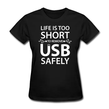 "Life is too Short" (white) - Women's T-Shirt Notch Collar Peter Pan Collar Cowl Neck