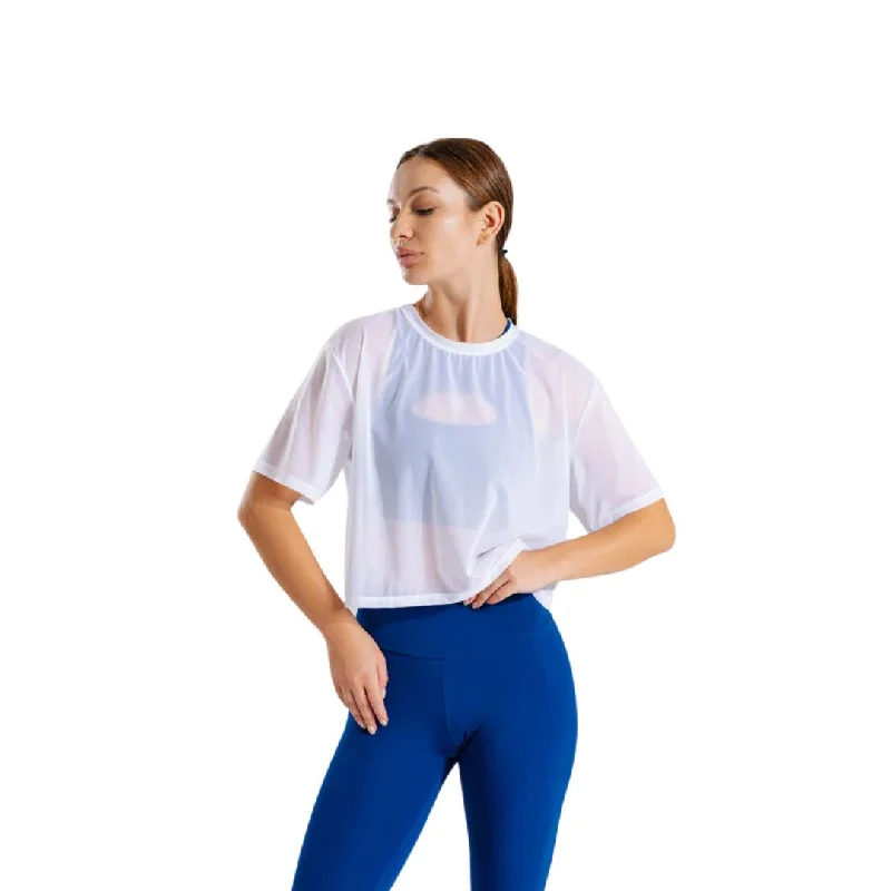 AirFlow Cropped Cover T-shirt V-Neck T-Shirt Long Sleeve Cotton