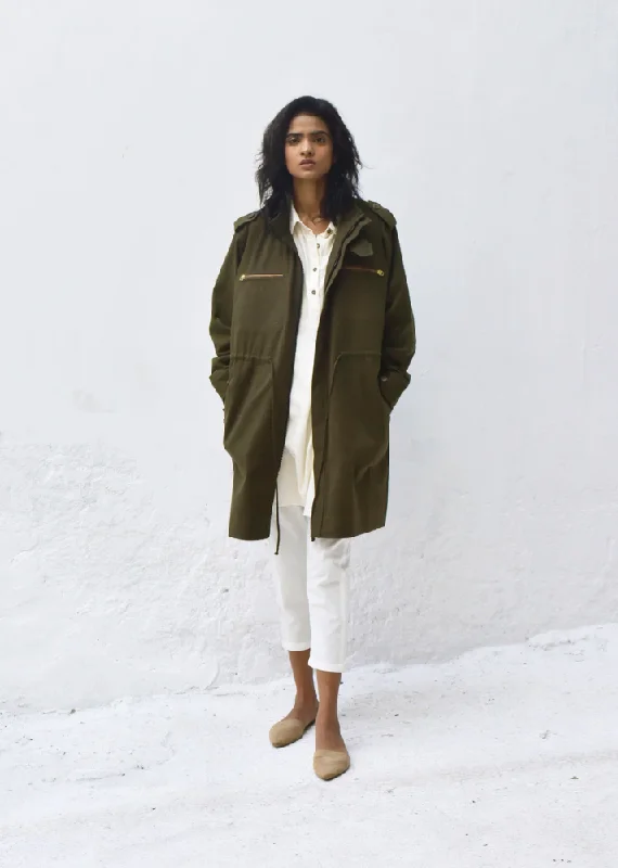 Olive Parka Jacket Trench Coat Raincoat Waterproof Jacket