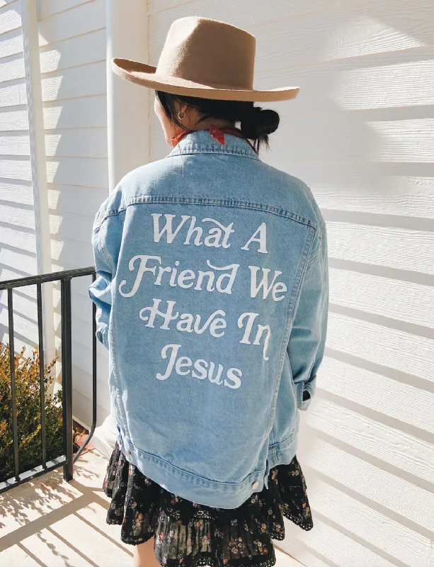 What a Friend In Jesus Denim Jacket Denim Jacket Leather Jacket Suede Jacket