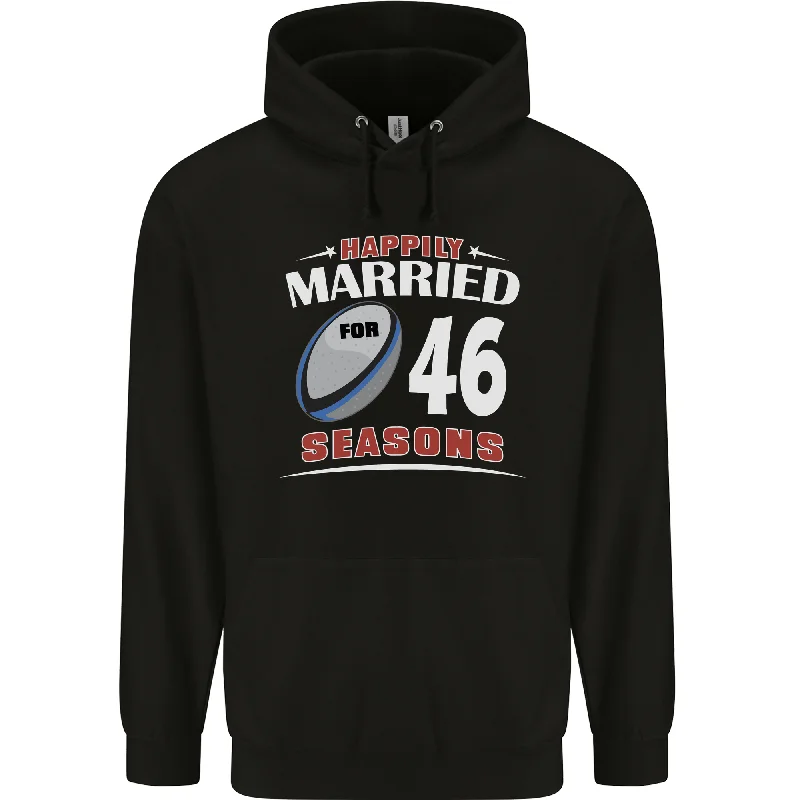 46 Year Wedding Anniversary 46th Rugby Mens 80% Cotton Hoodie Hoodie with Cropped Fit Short Trendy