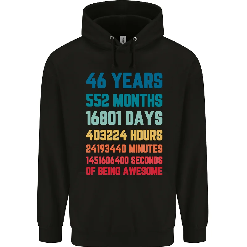 46th Birthday 46 Year Old Mens 80% Cotton Hoodie Hoodie with Print Artistic Unique