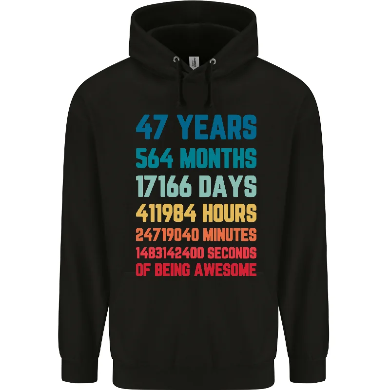 47th Birthday 47 Year Old Mens 80% Cotton Hoodie Hoodie with Fur Luxurious Winter