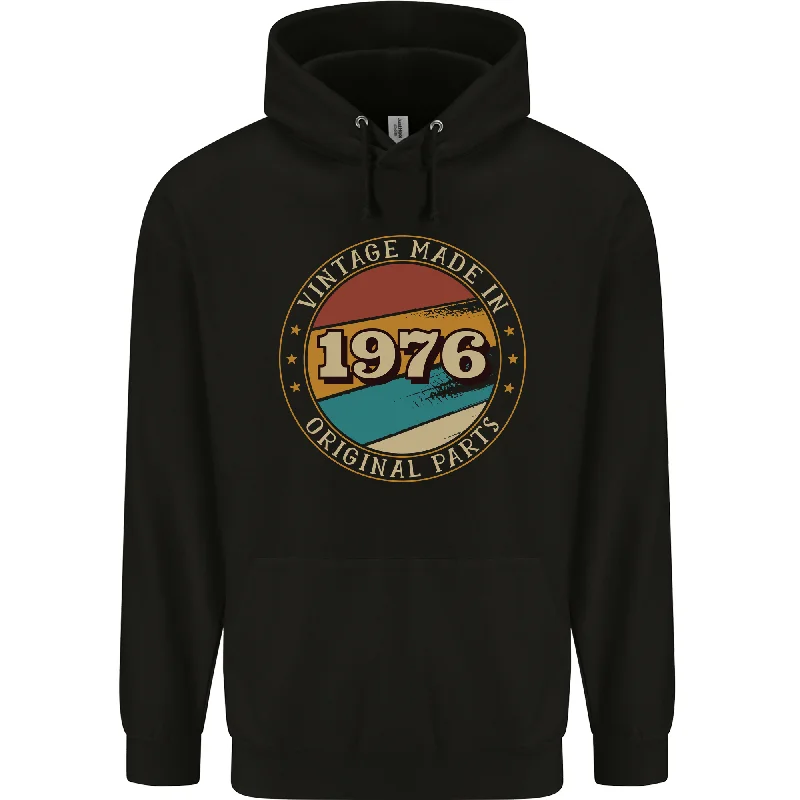 48th Birthday  Vintage Made In 1976 Mens 80% Cotton Hoodie Hoodie with Front Slit Layering Stylish