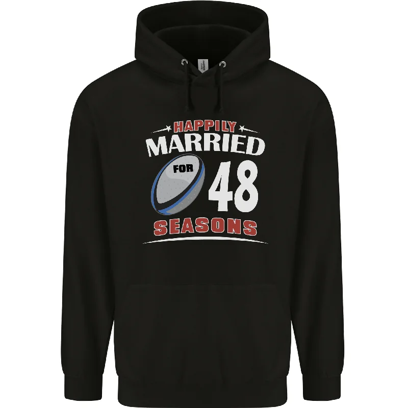 48 Year Wedding Anniversary 48th Rugby Mens 80% Cotton Hoodie Hoodie with Drawstring Waist Adjustable Fitted