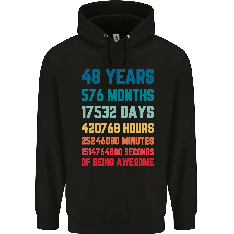 48th Birthday 48 Year Old Mens 80% Cotton Hoodie Hoodie with Color Block Contrast Stylish